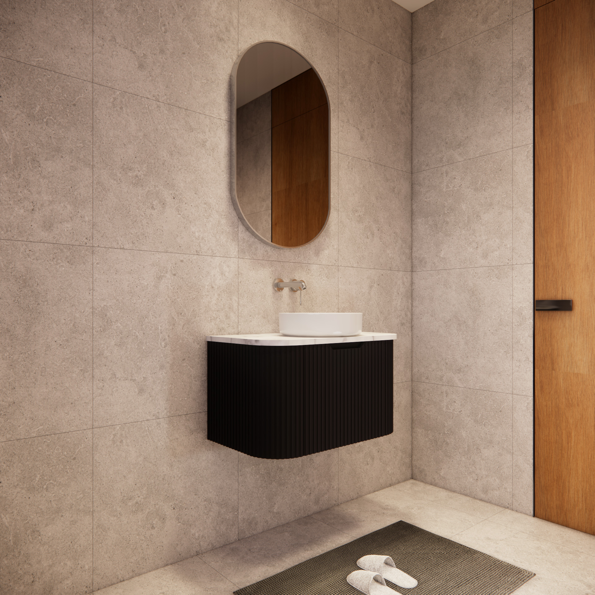 Bergen WH750 750mm Wall Hung Vanity - Matt Black
