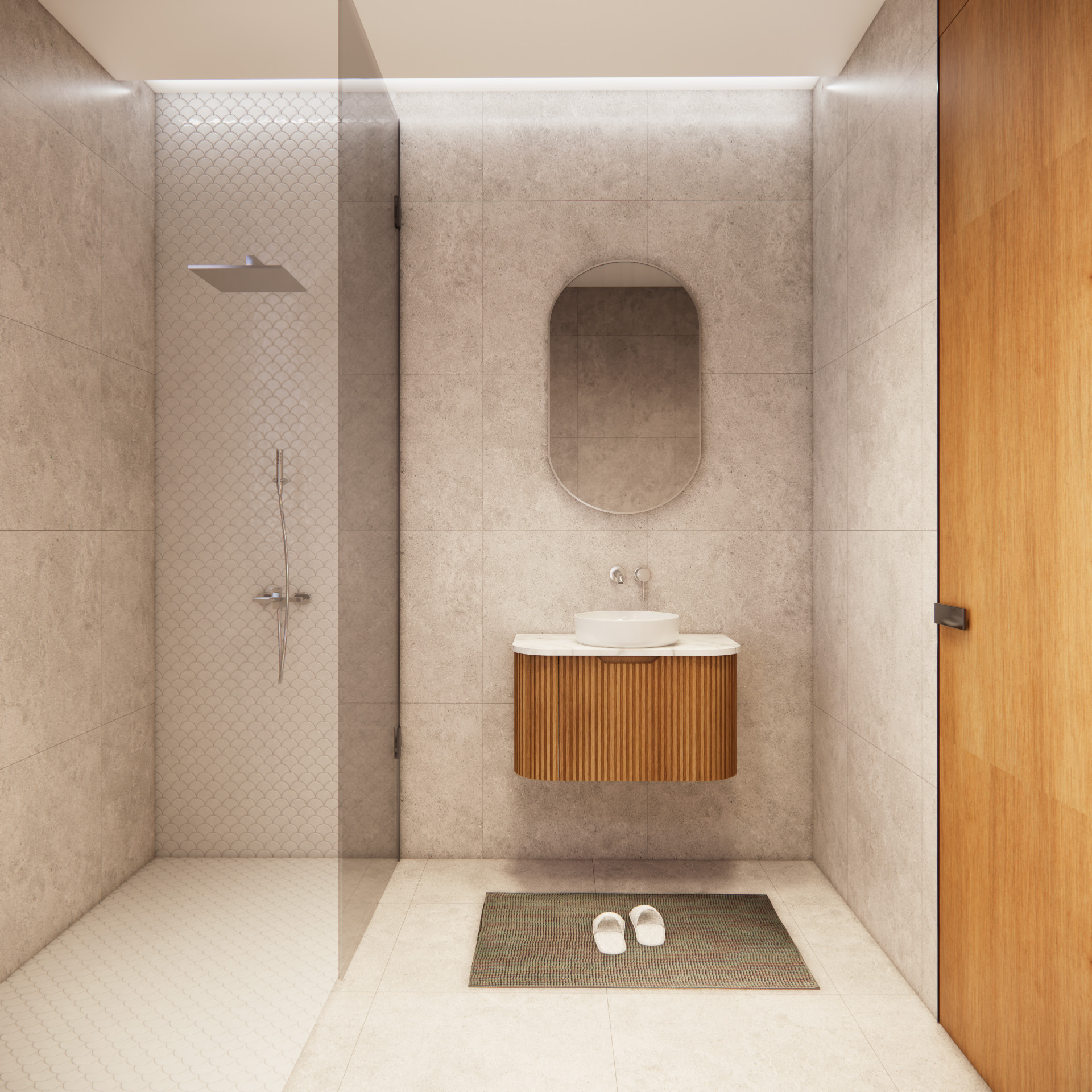 Bergen WH750 750mm Wall Hung Vanity - Solid Timber Fluted