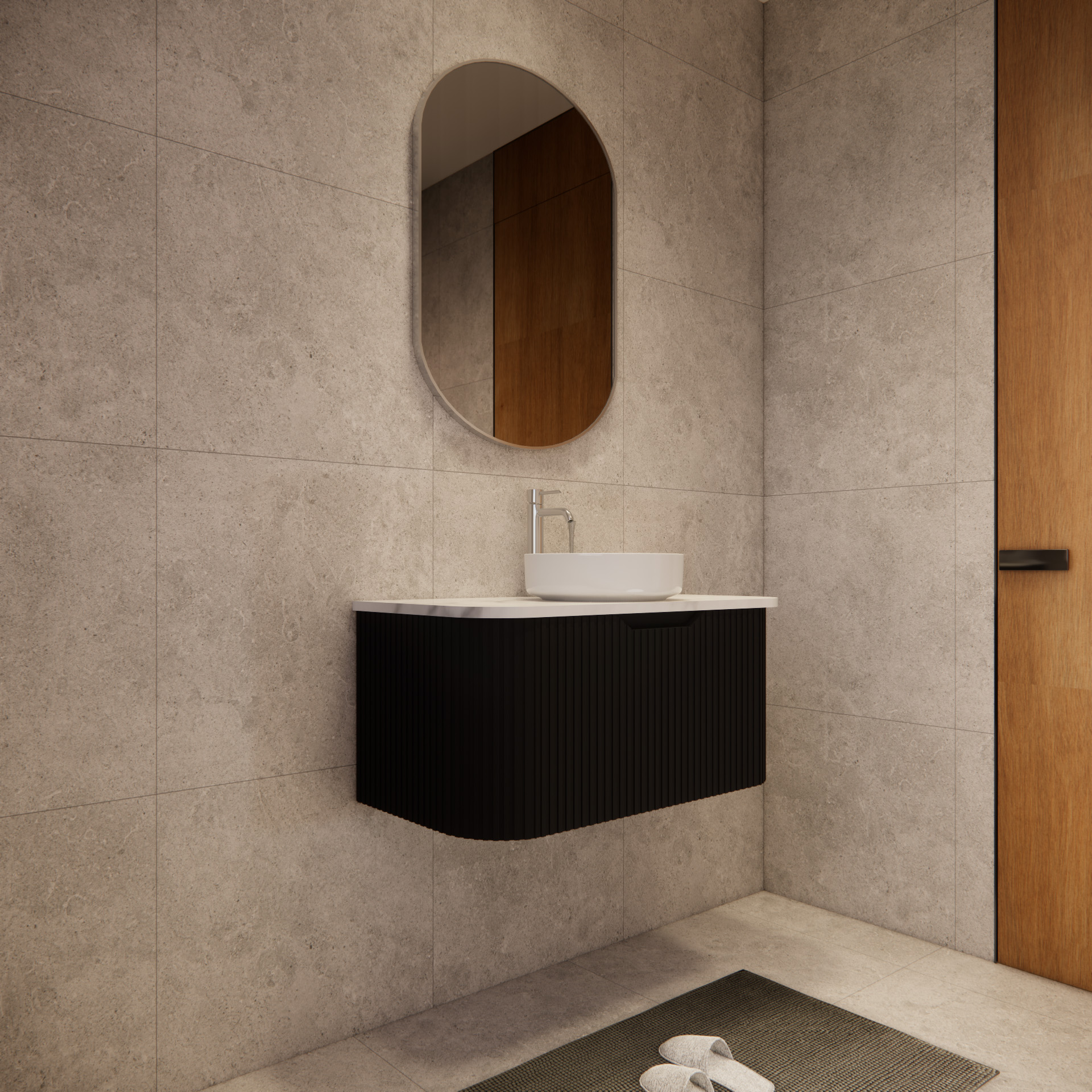 Bergen WH900 900mm Wall Hung Vanity - Matt Black