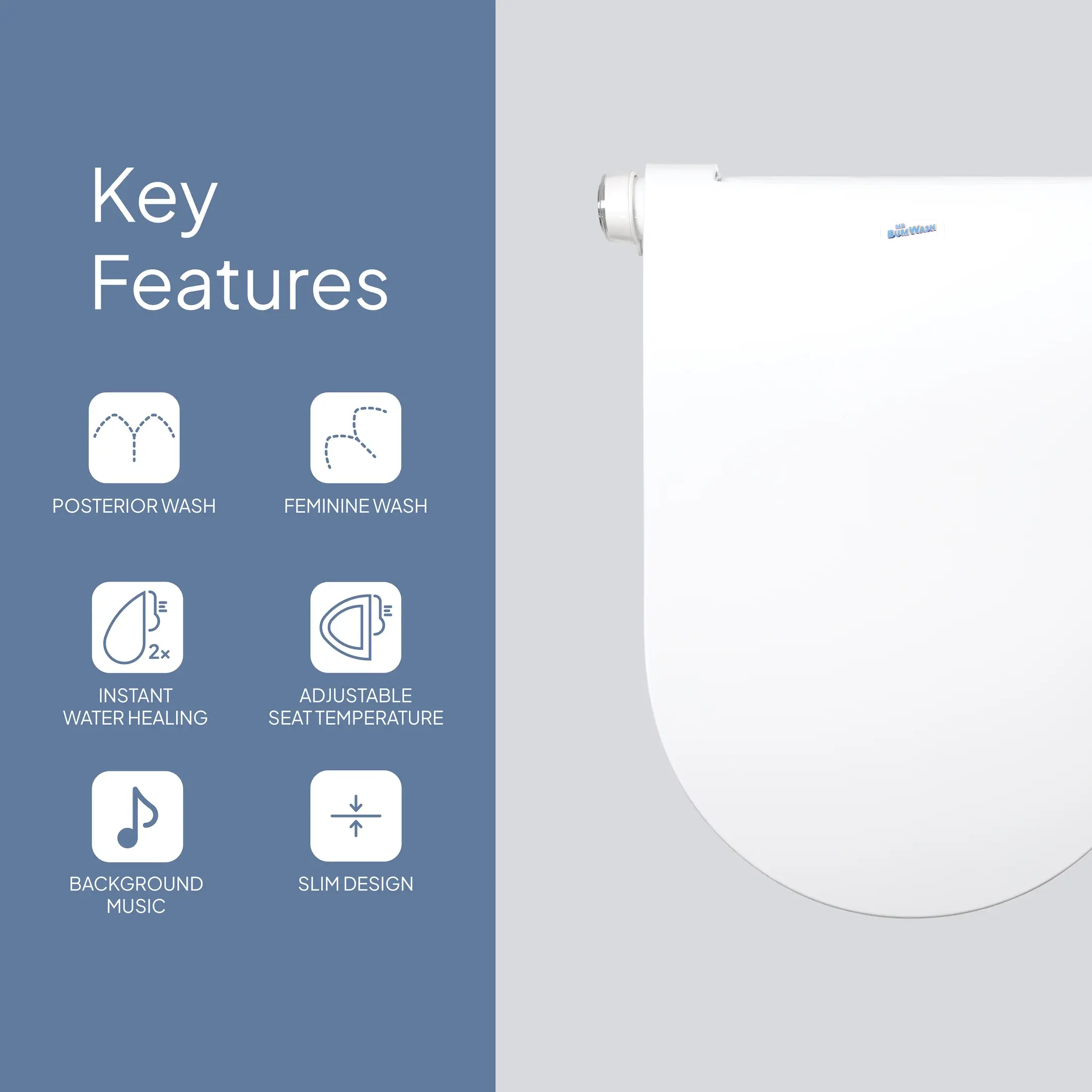 Mr BumWash D Shape Colour ED Bidet Seat