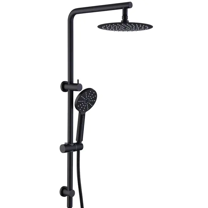 Pavia Twin Shower On Rail 250mm Shower Head Round