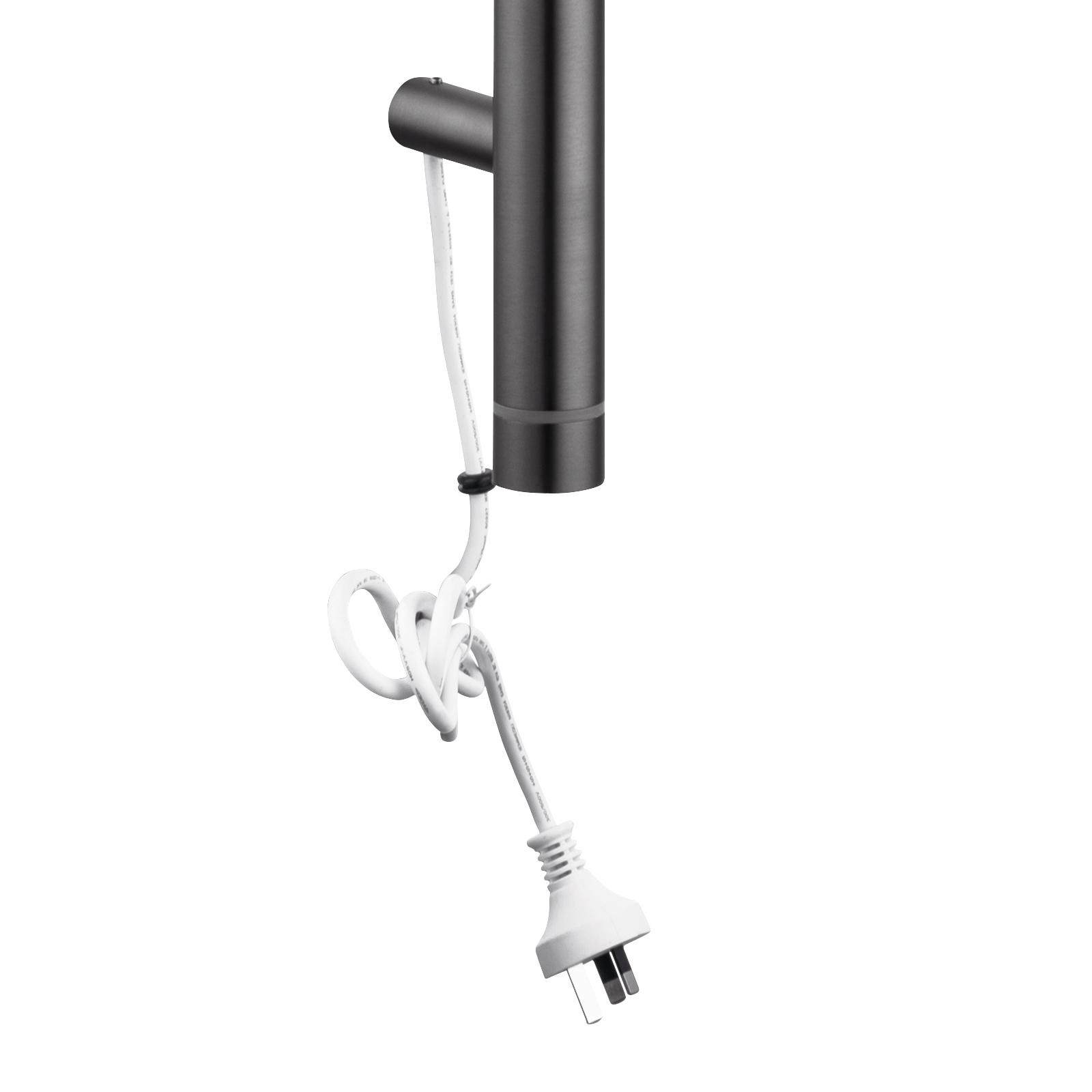 Aquaperla Round Vertical Brushed Gun Metal Grey Electric Heated Towel Rack Single Bar(with Timer)