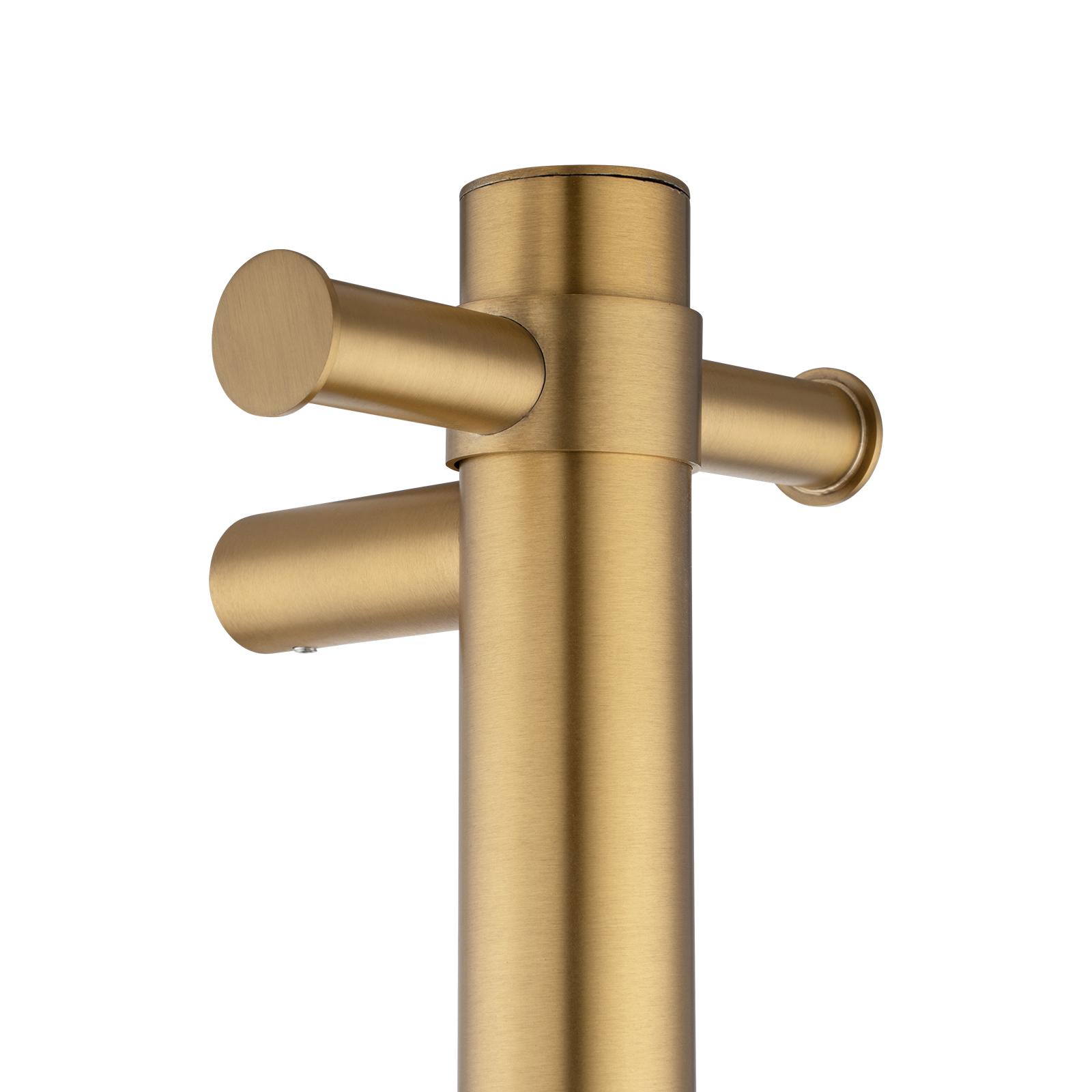 Aquaperla Round Vertical Brushed Brass Electric Heated Towel Rack Single Bar(with Timer) SKU: BUYG01-VER-T.HTR