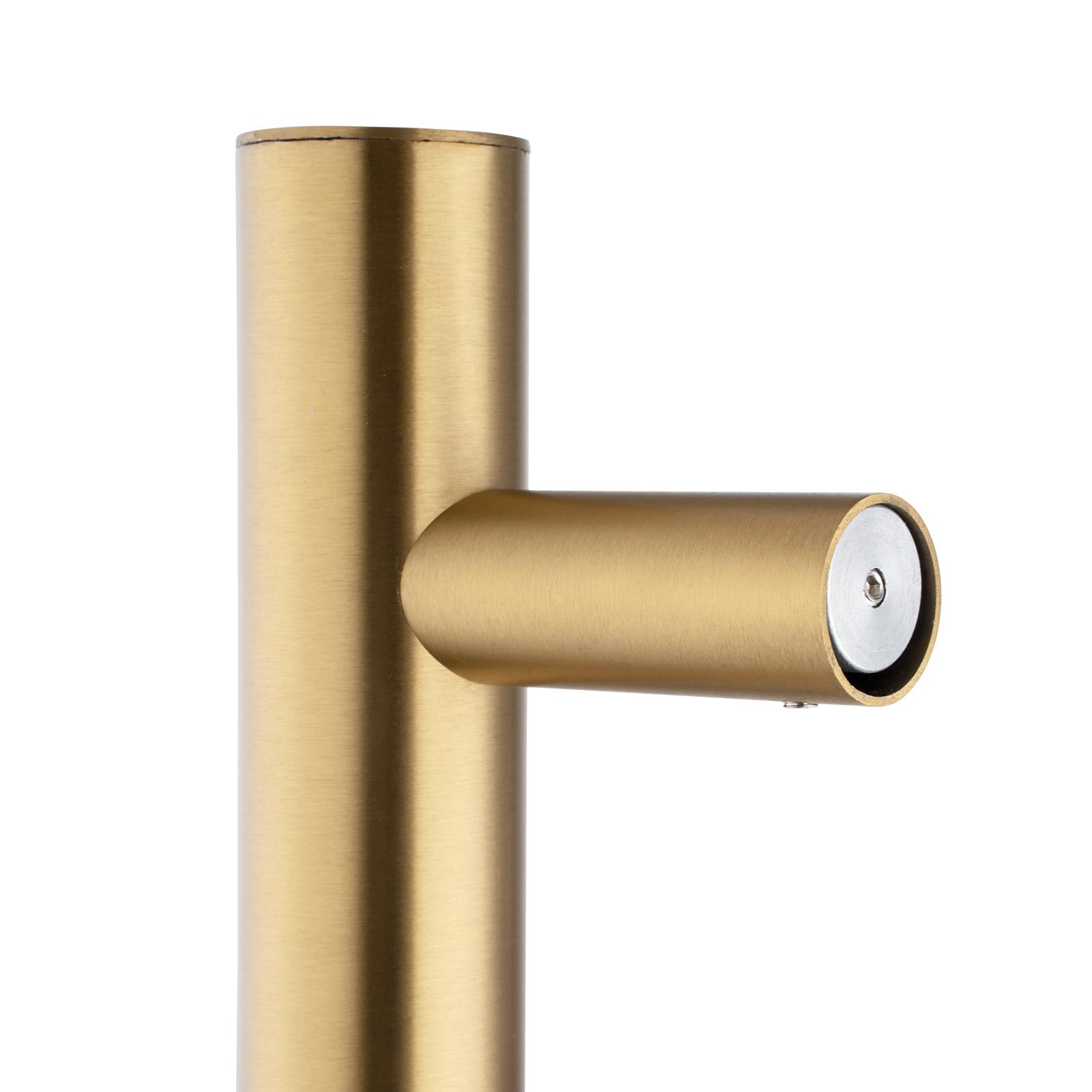 Aquaperla Round Vertical Brushed Brass Electric Heated Towel Rack Single Bar(with Timer) SKU: BUYG01-VER-T.HTR