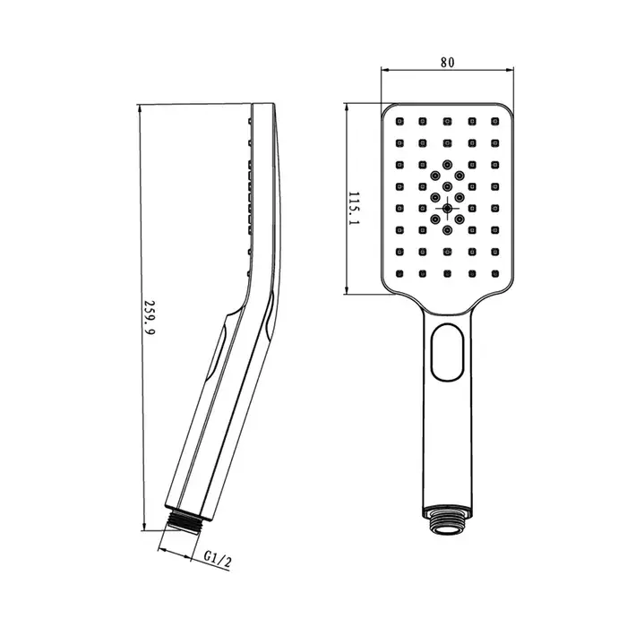 Taran 200mm Twin Shower On Rail Bottom Inlet Square