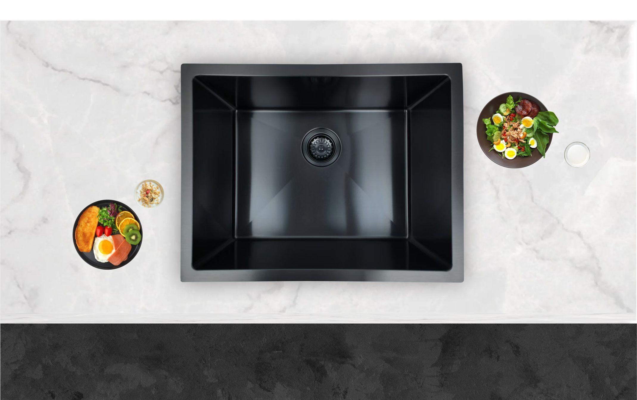 580x450mm Handmade Gunmetal Stainless Steel Sink – 1.2mm Thick | 304 Grade