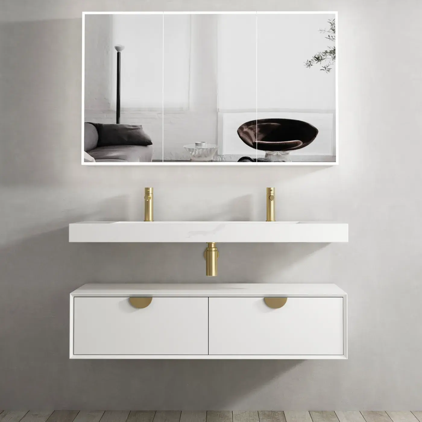 Moonlight 1200mm White Wall Hung Cabinet