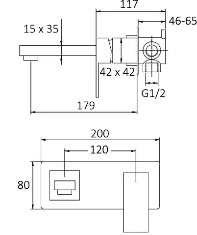 Taran Wall Basin Mixer With Spout Matte Black