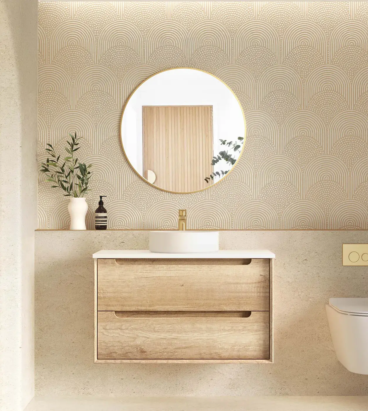 Byron 900mm Natural Oak Wall Hung Vanity