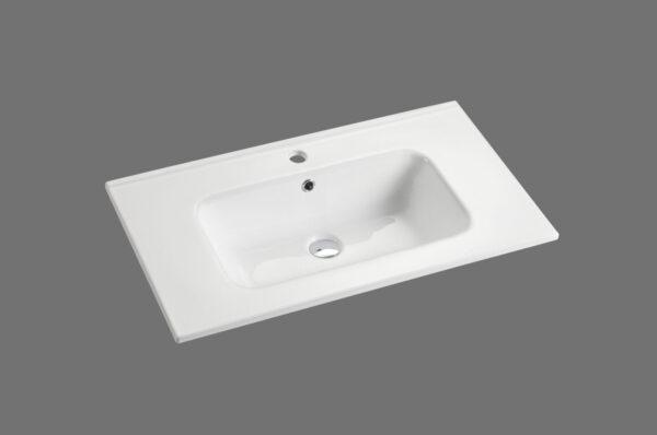 Eden 750mm Gloss White ceramic top with overflow