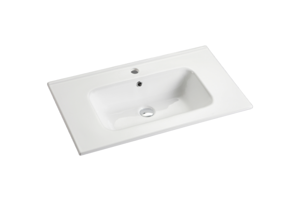 Eden 750mm Gloss White ceramic top with overflow