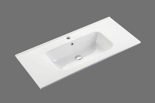 Eden 900mm Gloss White ceramic top with overflow