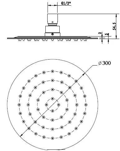 Vetto 300mm Shower Head Round