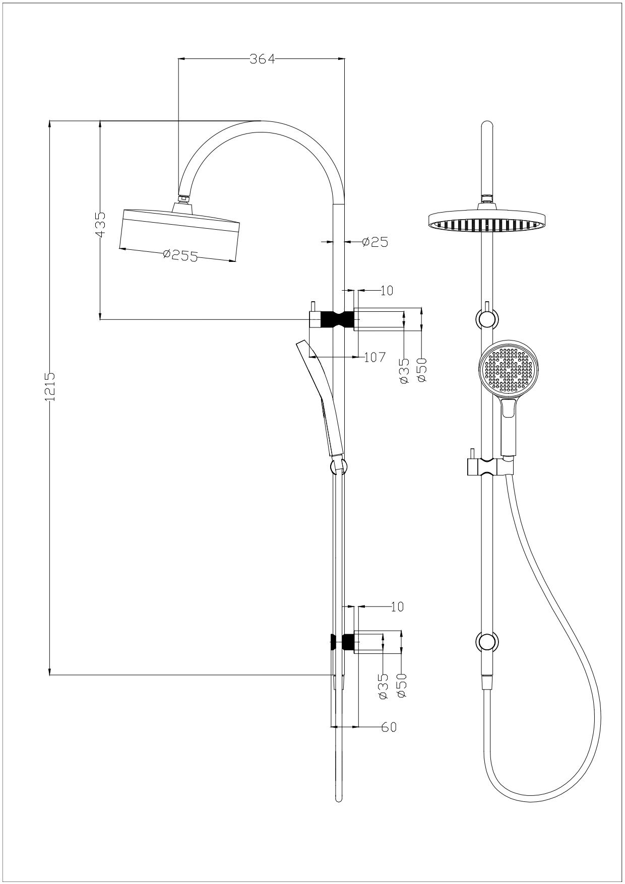 Linie Round Multi-Function Shower Set 250 mm -  Matt Black