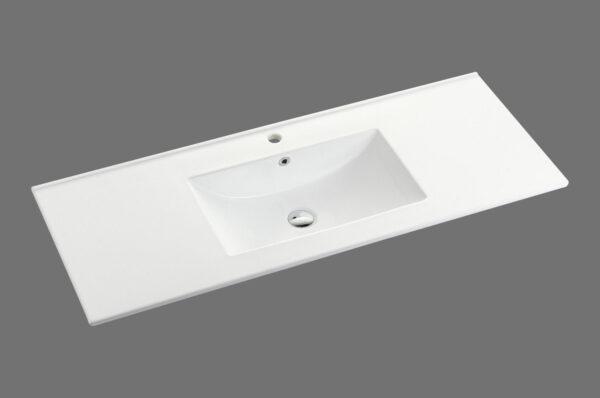 Handy 1200mm single bowl Gloss White ceramic top with overflow