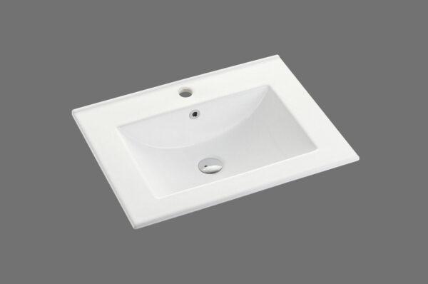 Handy 600mm Gloss White ceramic top with overflow