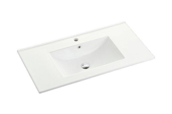 Handy 900mm Gloss White ceramic top with overflow