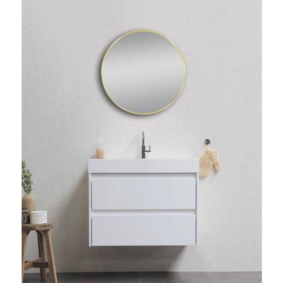 600mm Matte Brushed Nickel Non-Luminous Framed Round Mirror