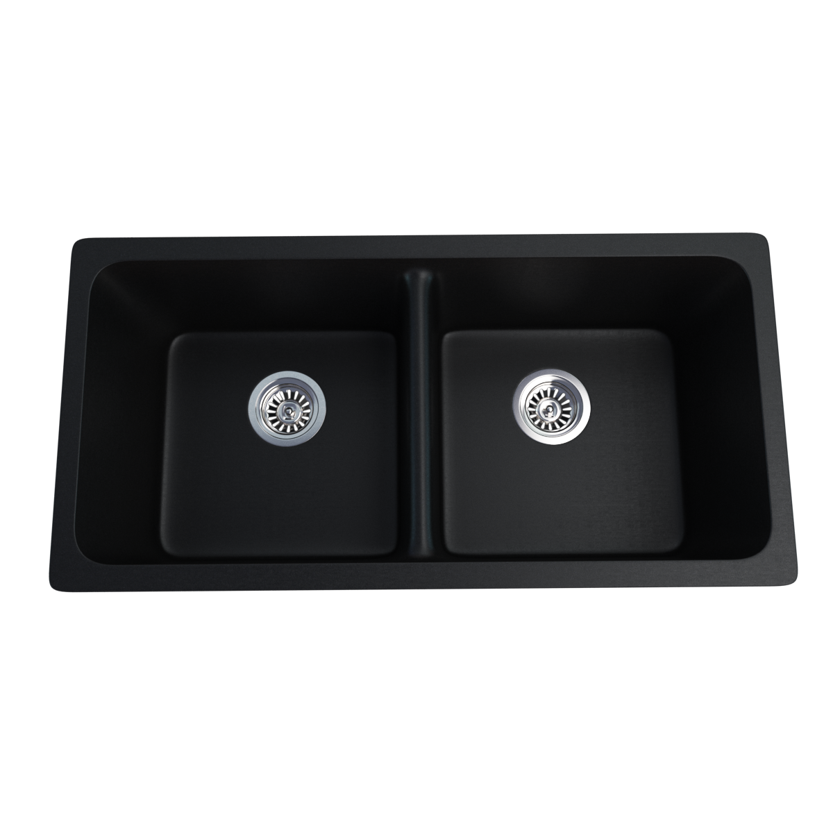 835 x 420mm Black Granite Sink – Double Bowl | Scratch & Stain Resistant