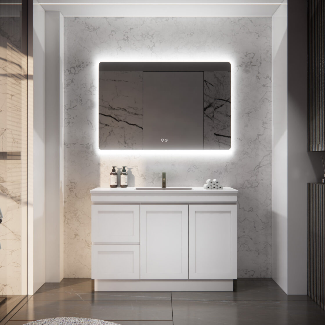 Miami 1200L 1200mm Shaker Freestanding Vanity - Single Bowl (Legs or Kickboard)