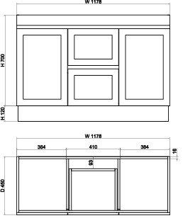 Miami 1200M 1200mm Shaker Freestanding Vanity - Double Bowl (Legs or Kickboard)
