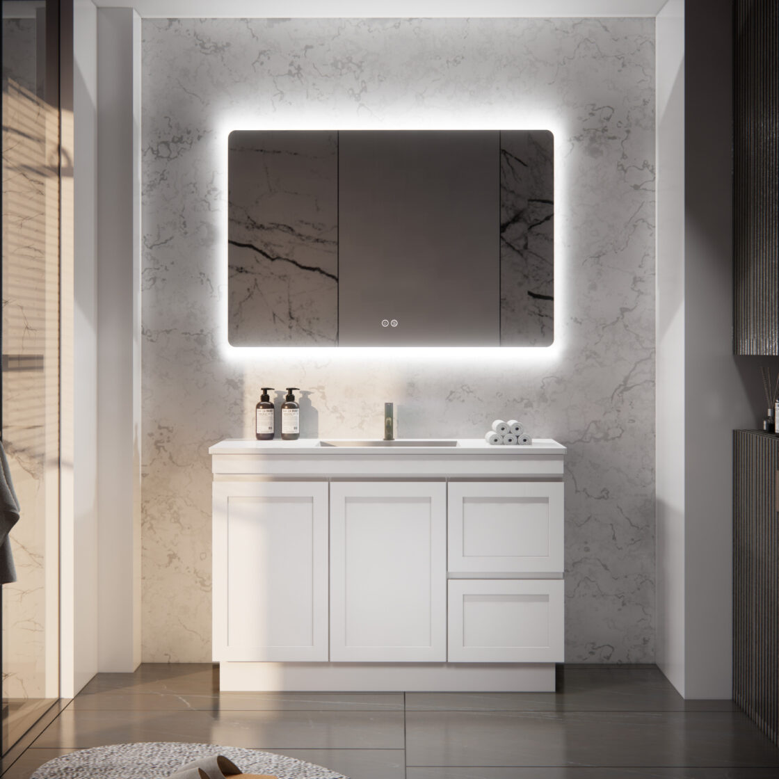 Miami 1200R 1200mm Shaker Freestanding Vanity - Single Bowl (Legs or Kickboard)