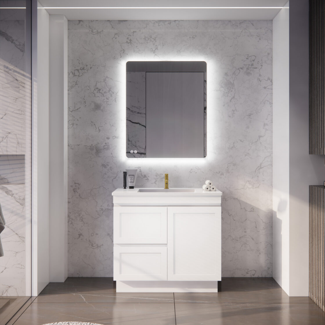Miami 900L 900mm Shaker Freestanding Vanity - Single Bowl (Legs or Kickboard)