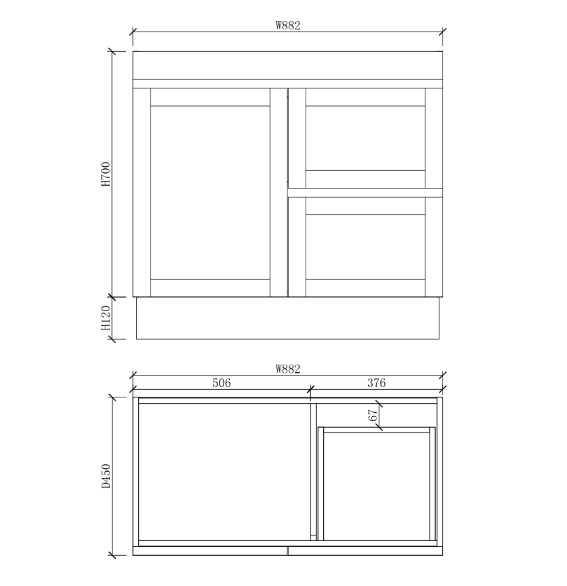 Riva Miami 900mm Shaker Freestanding Vanity - Single Bowl (Legs or Kickboard)