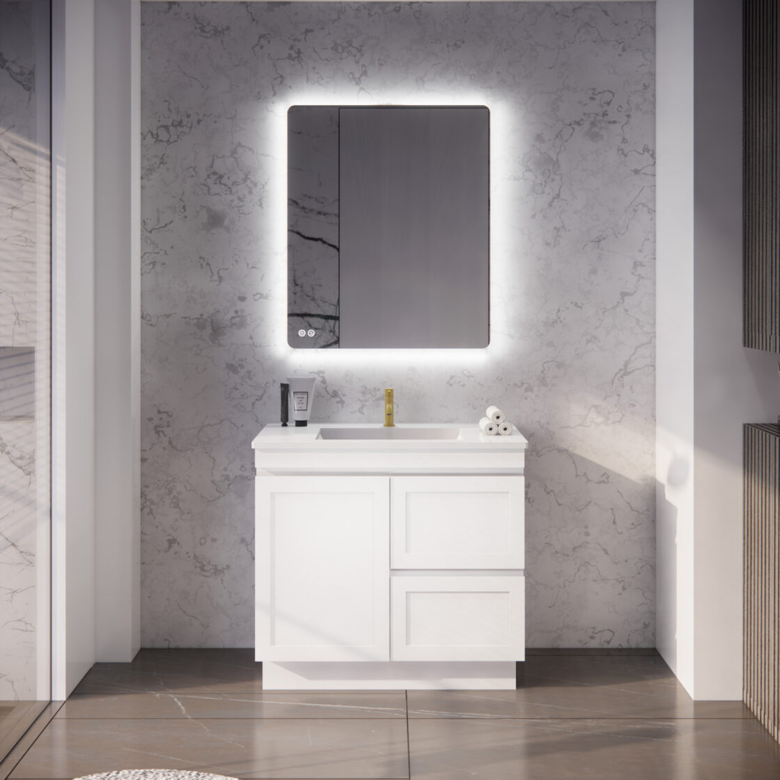Riva Miami 900mm Shaker Freestanding Vanity - Single Bowl (Legs or Kickboard)