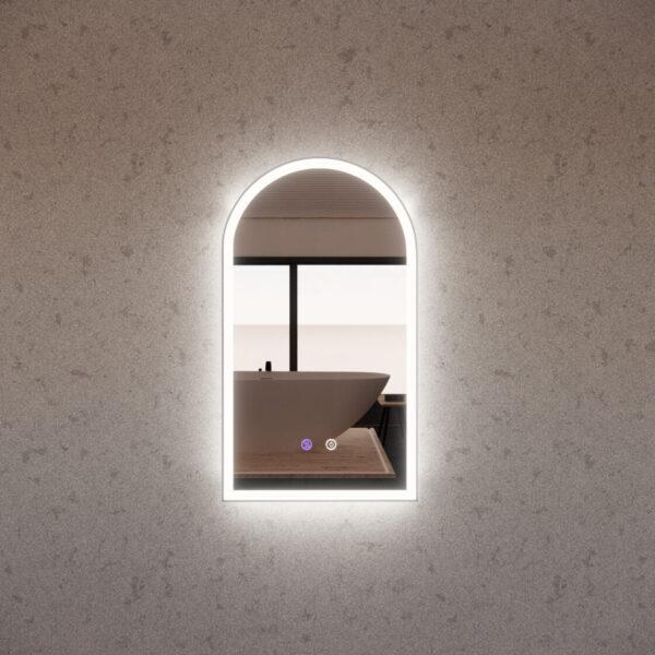 Brushed Nickel Framed AR2 LED Mirror Arch - MLED-AR2-9045BN 900x450mm