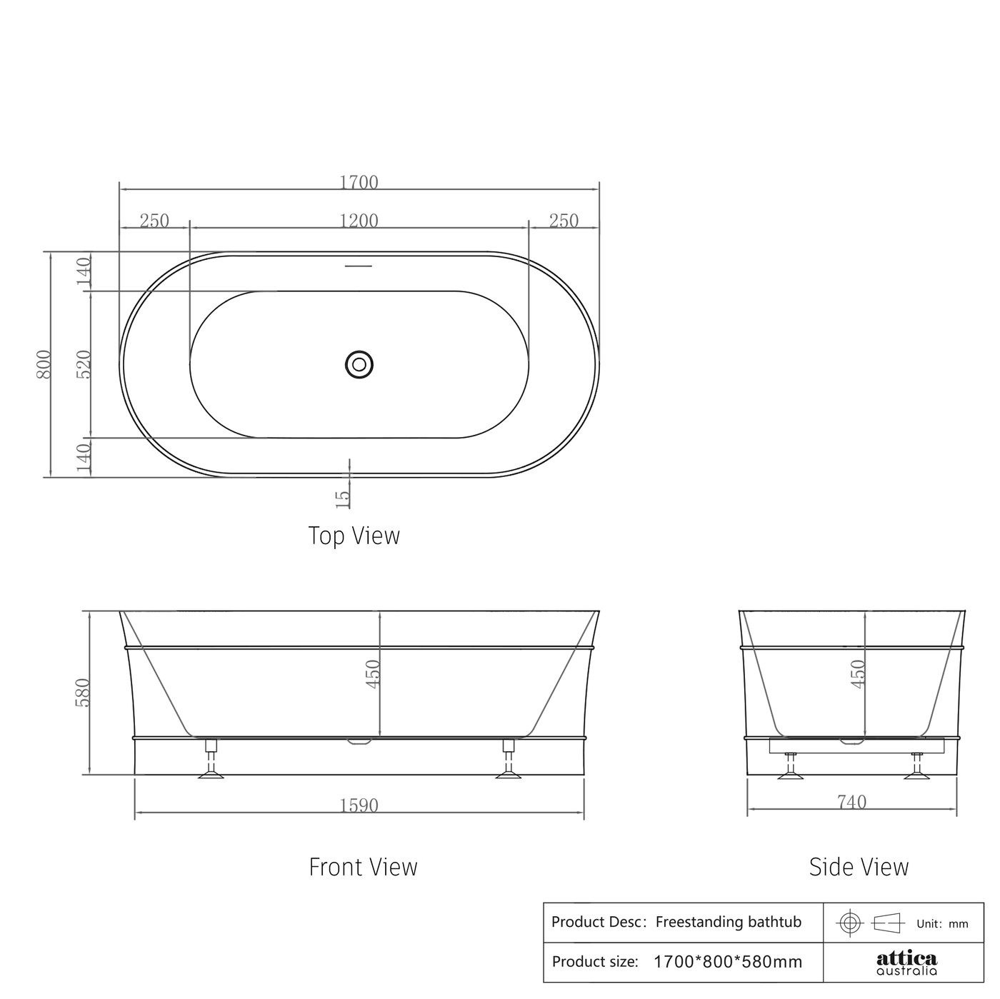 Attica Bondi Freestanding Bath