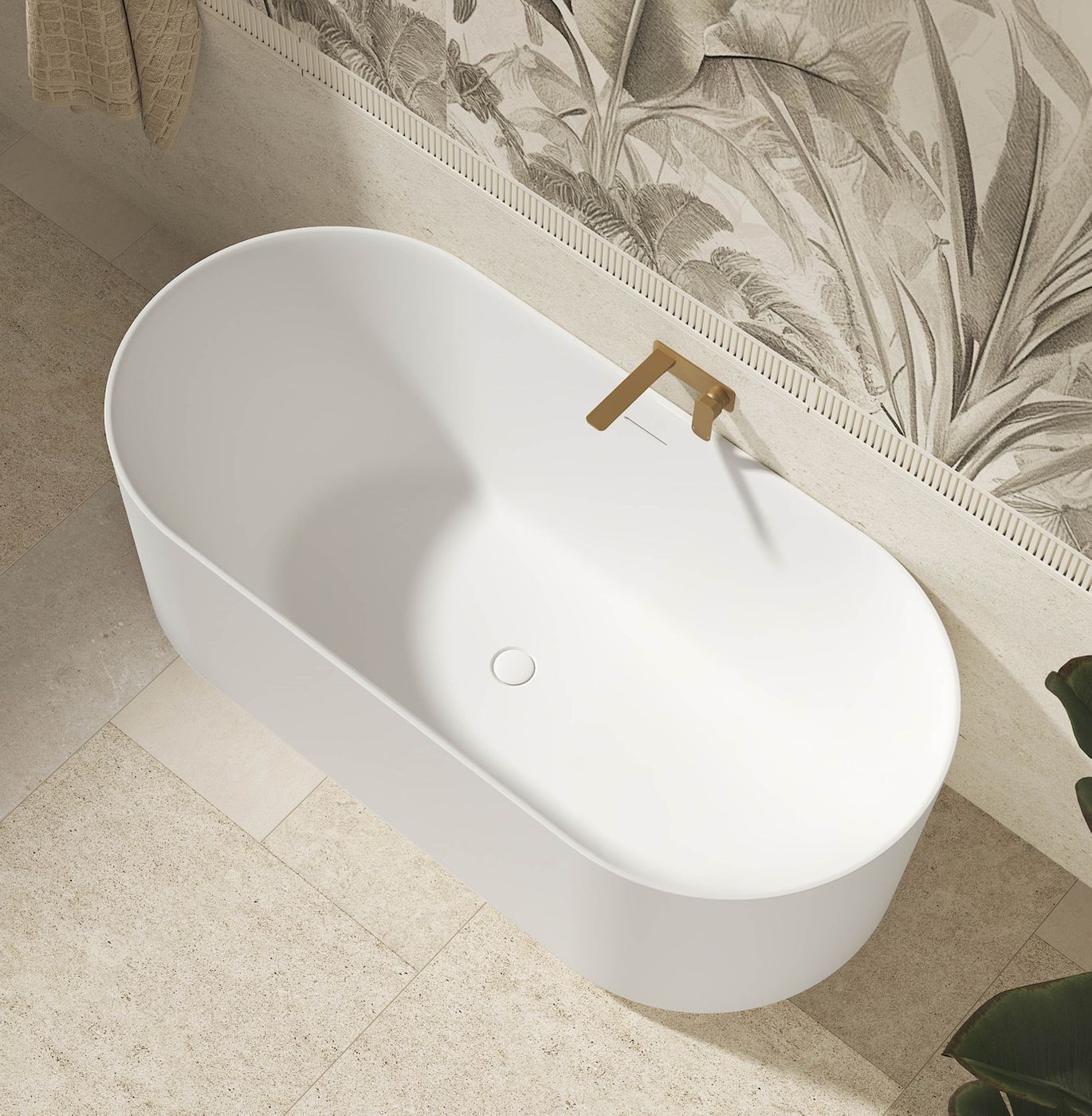 Otti Attica Celine 1500 Matte White Bath with Overflow