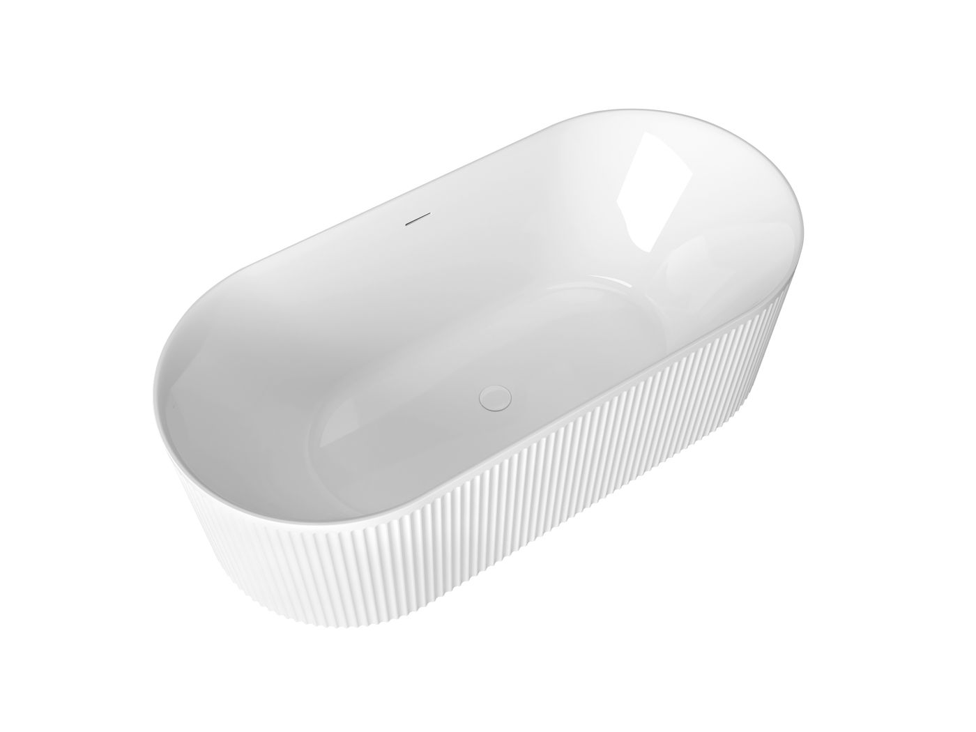 Otti Attica Havana 1700 Gloss White Fluted Bath with Overflow