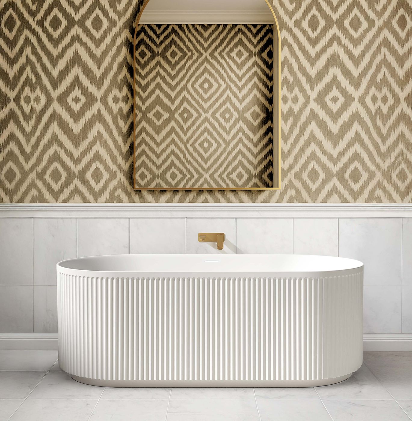 Otti Attica Havana 1700 Gloss White Fluted Bath with Overflow