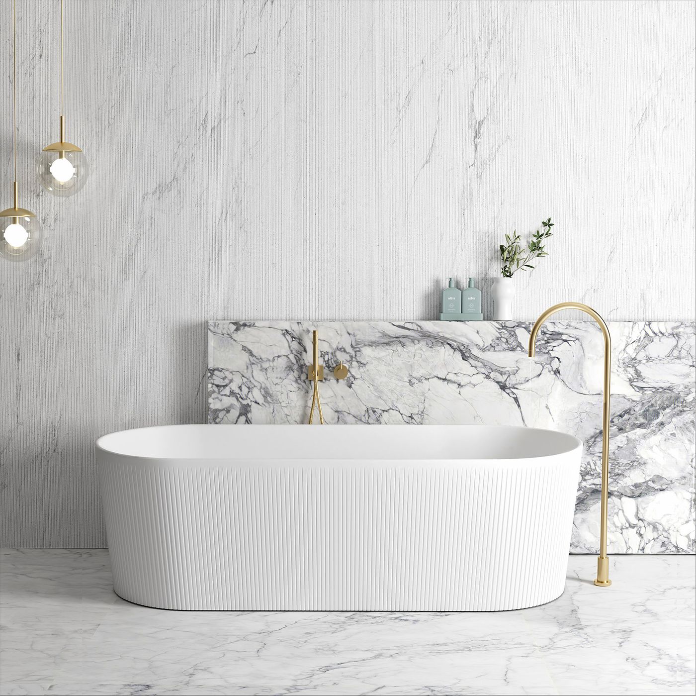 Otti Attica Noosa Fluted 1700 Matte White Bath