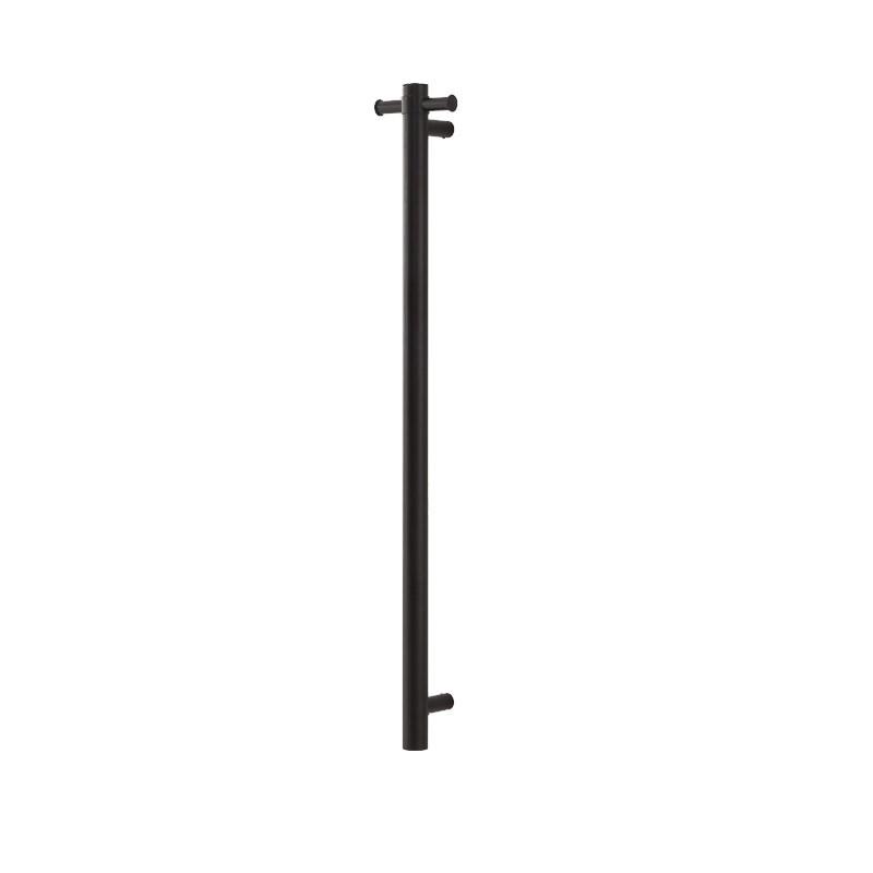Aquaperla Specification Manual Round Vertical Matt Black Electric Heated Towel Rack Single Bar