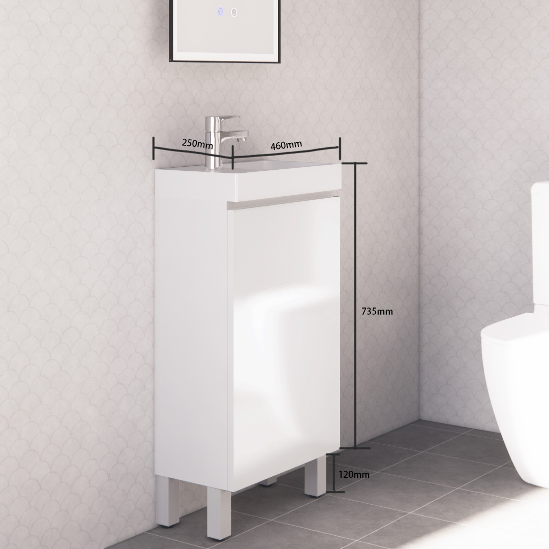 PE4625 450mm Freestanding Mini Vanity - Gloss White