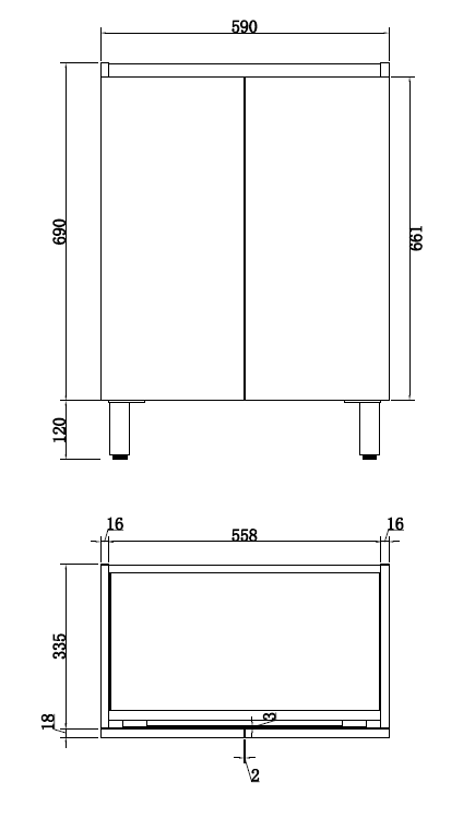 PE6036 600mm Freestanding Mini Vanity - Gloss White