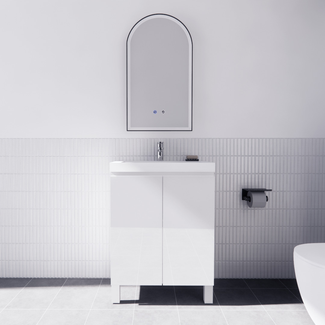 PE6036 600mm Freestanding Mini Vanity - Gloss White