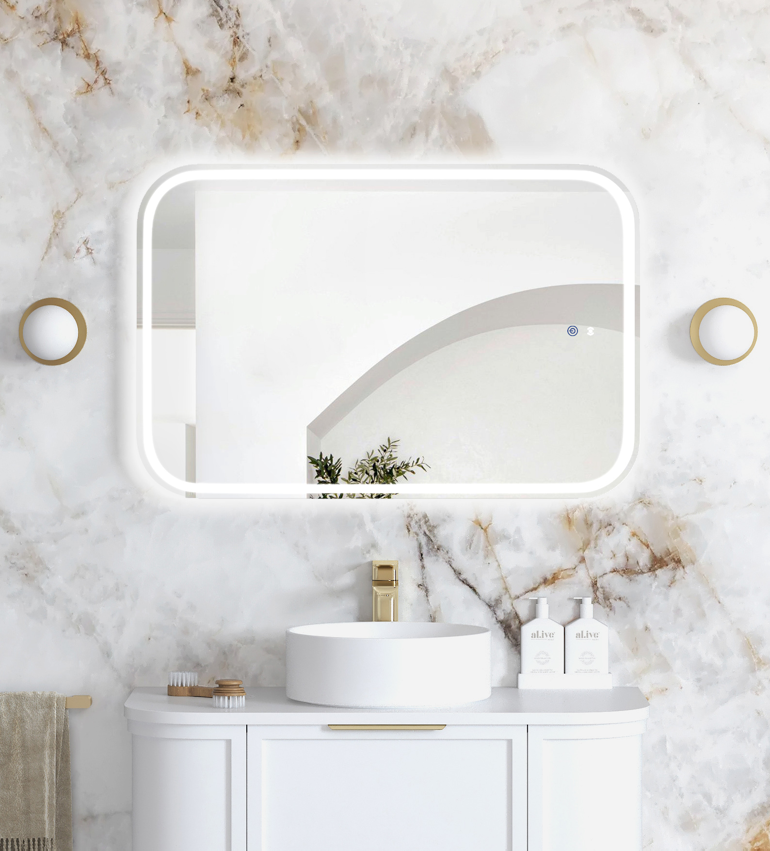 OTTI LED Newport 900(H)x600(W) Frameless Tuffi Mirror - Install Horizontal or Vertical
