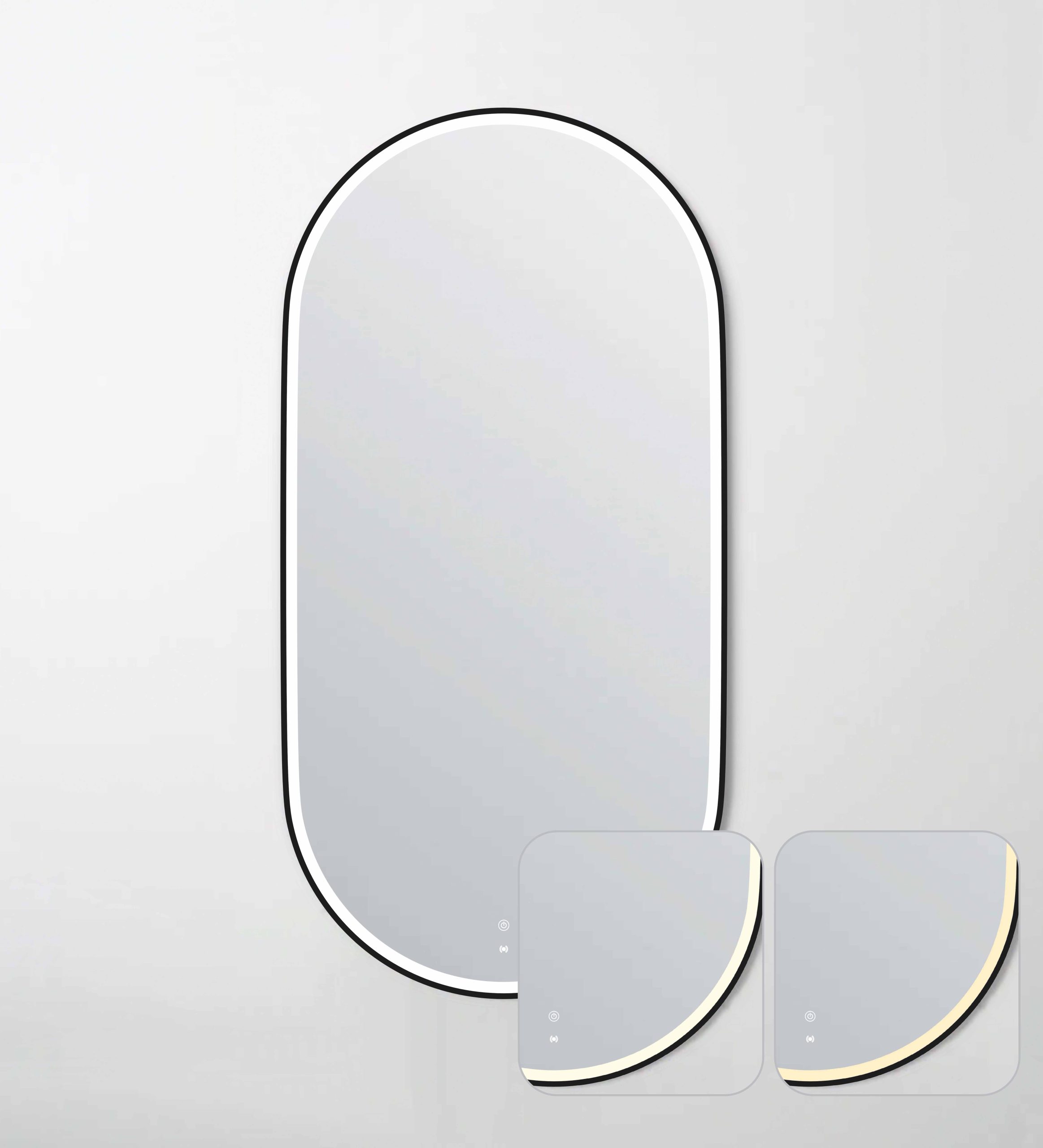 OTTI LED Noosa 1500(W)x750(H) Black Metal Frame Tuffi Mirror- Install Horizontal or Vertical
