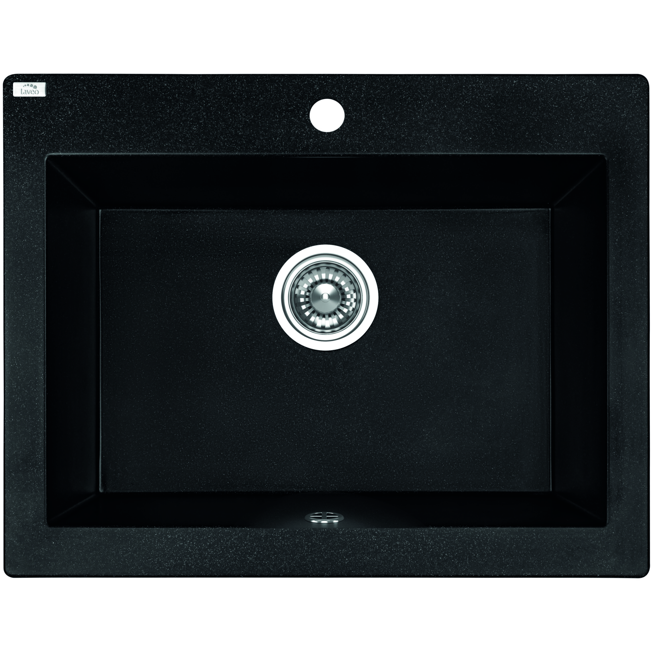 Laveo Komodo Black Granite Single Bowl Stone Kitchen Sink 490*580*220mm(including Space Saving Siphon and Click-clack Plug)