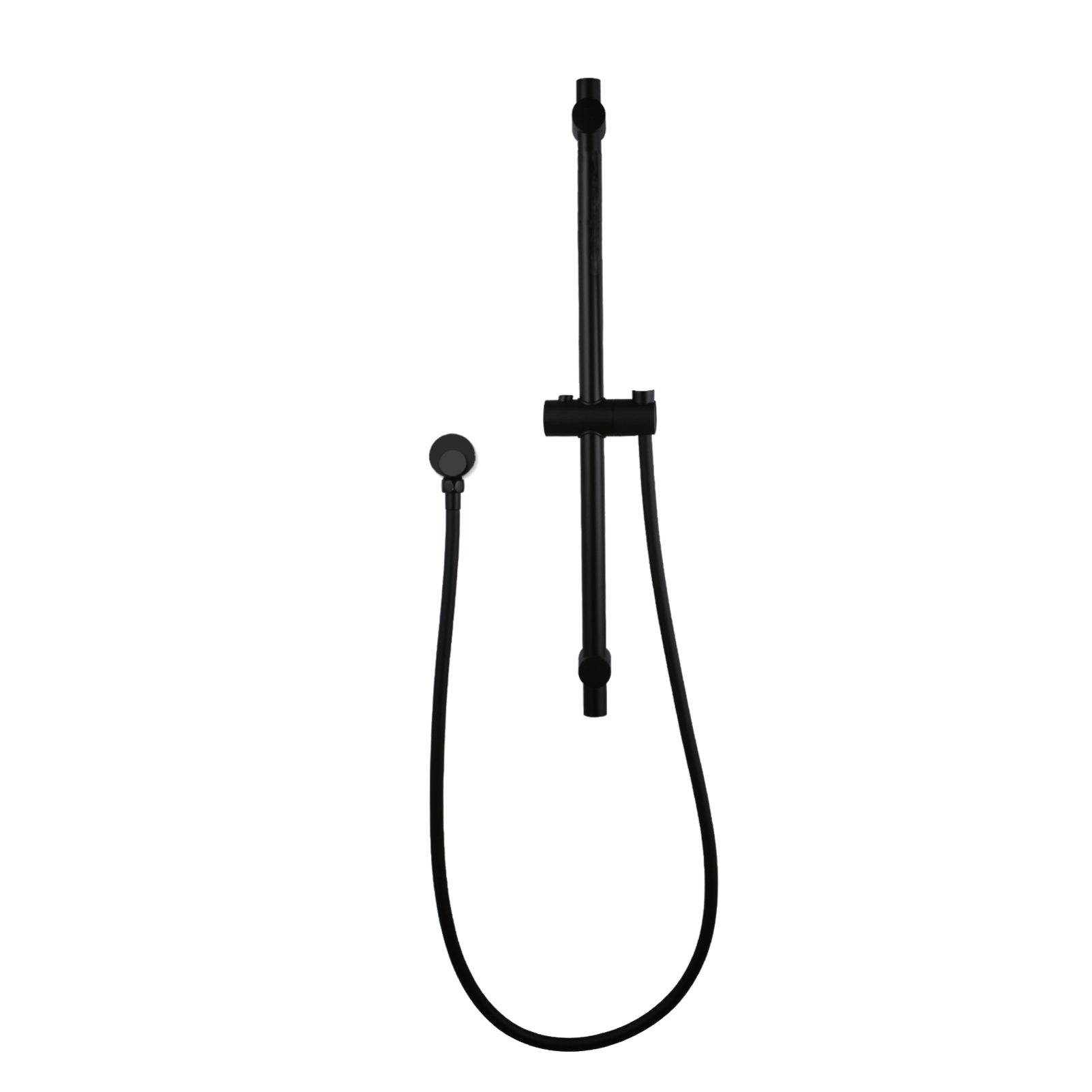 Round Black Adjustable Shower Rail with Wall Connector & Water Hose Only(PVC Hose)
