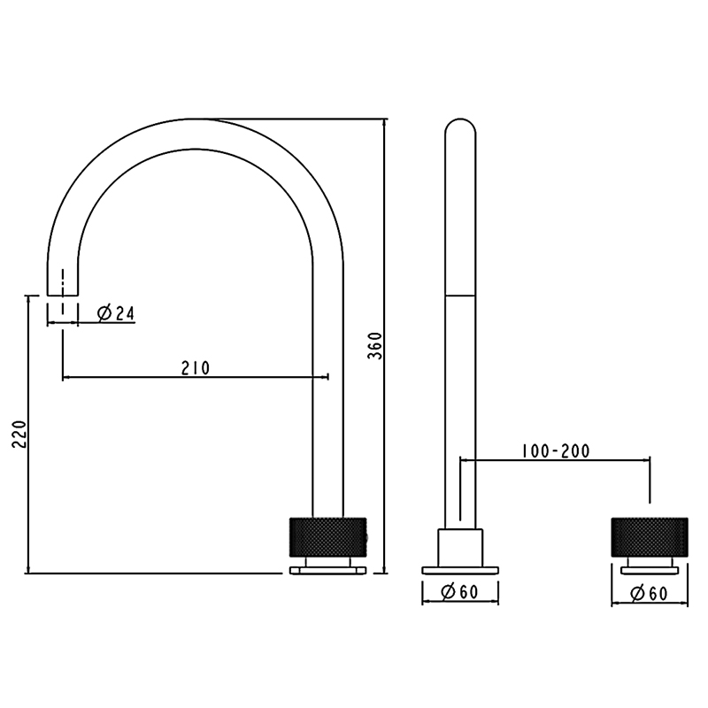 MOON Series Brushed Nickel Split Type Basin Mixer