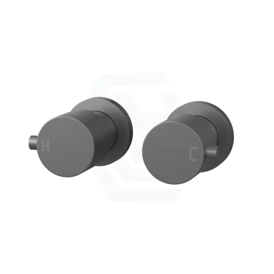 Round Gun Metal Grey Shower Wall Taps