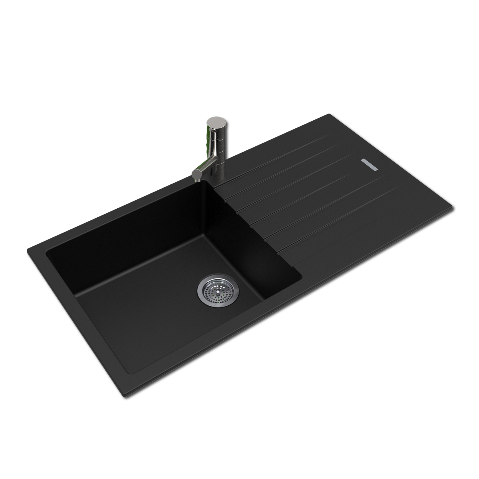 Black Arete Stone Granite Single Bowl with Drain Board (1000×500×200 mm)