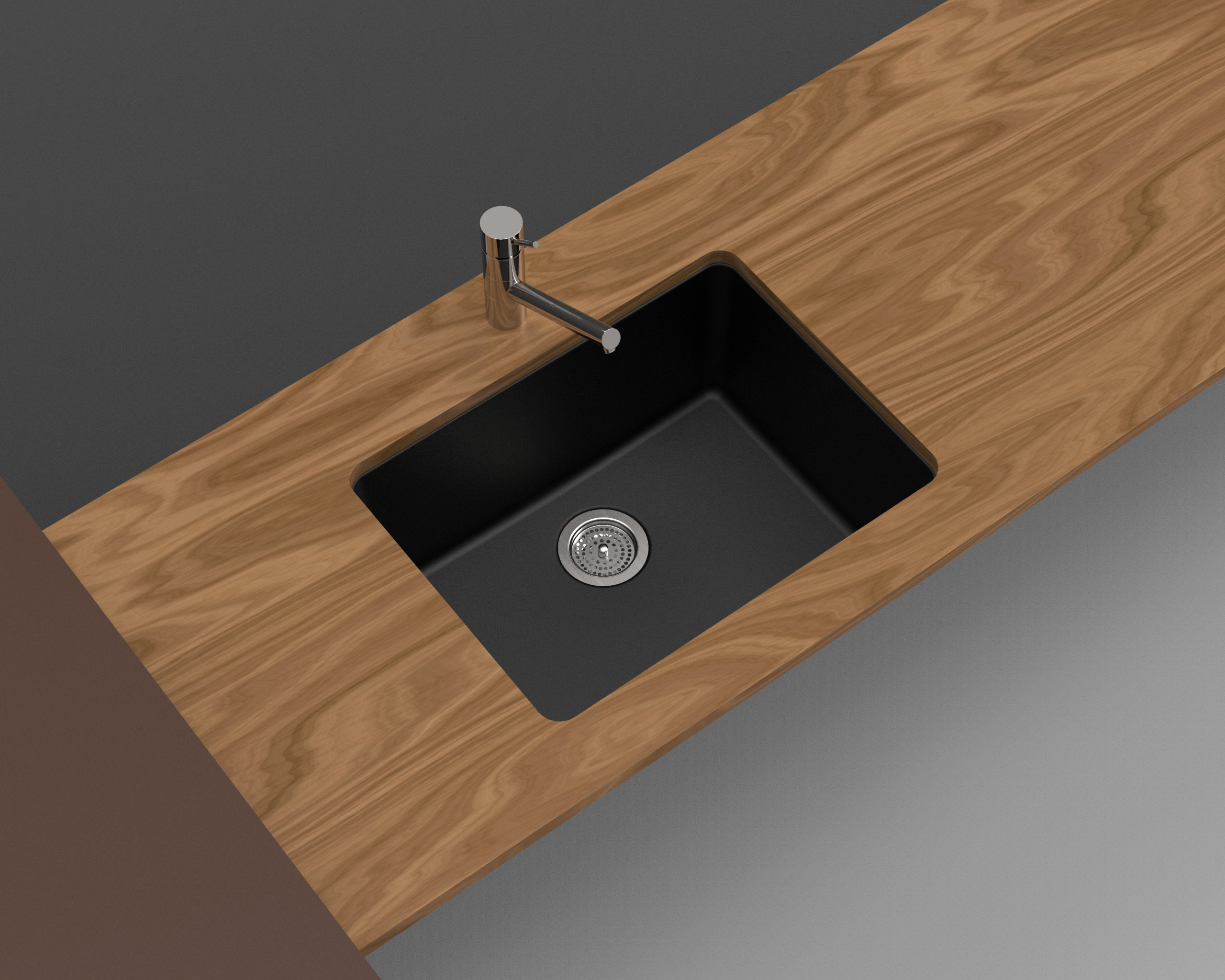 Black Arete Stone Granite Single Bowl Stone Kitchen Sink 635*469*241mm