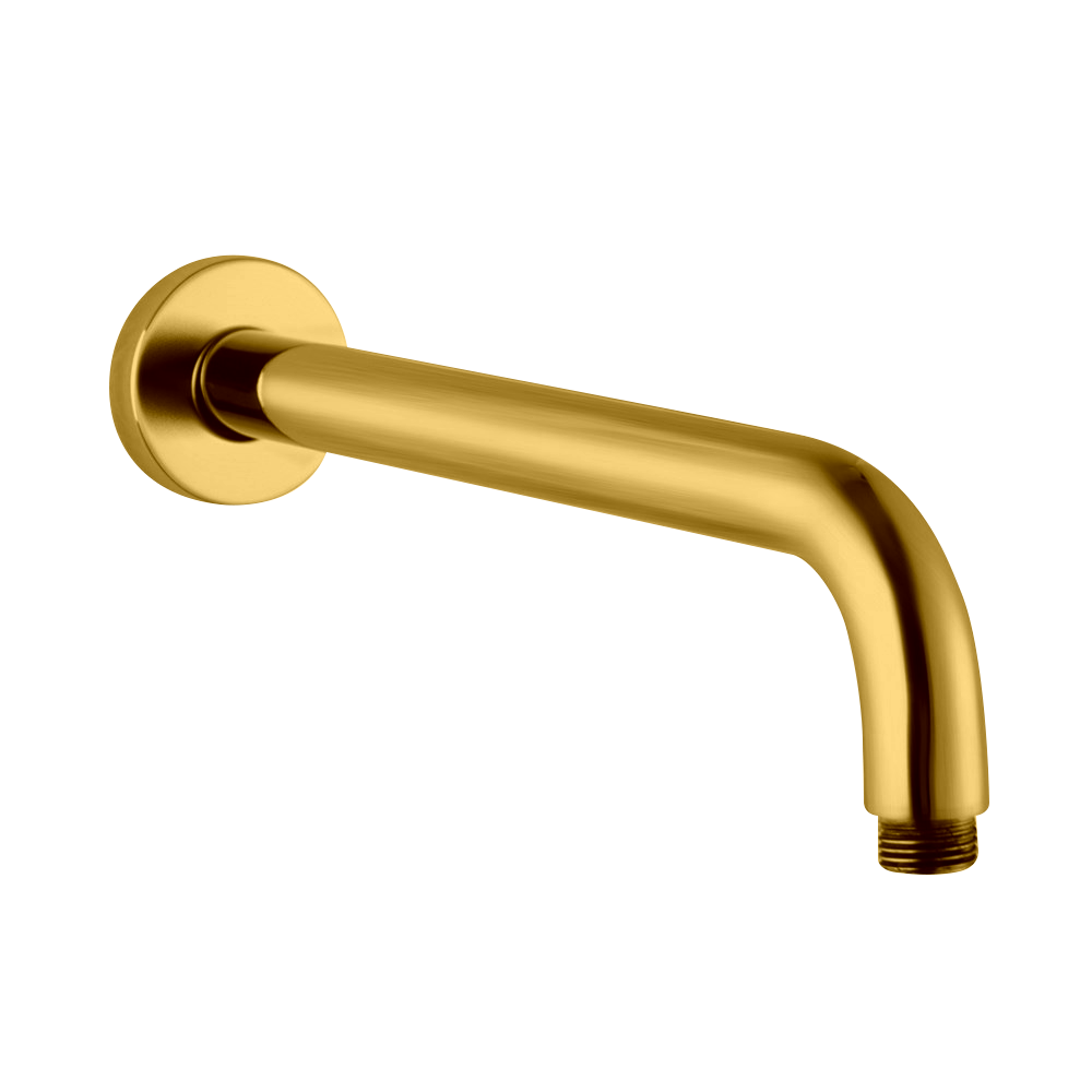 Round Brushed Brass Wall Straight Shower Arm 400 mm