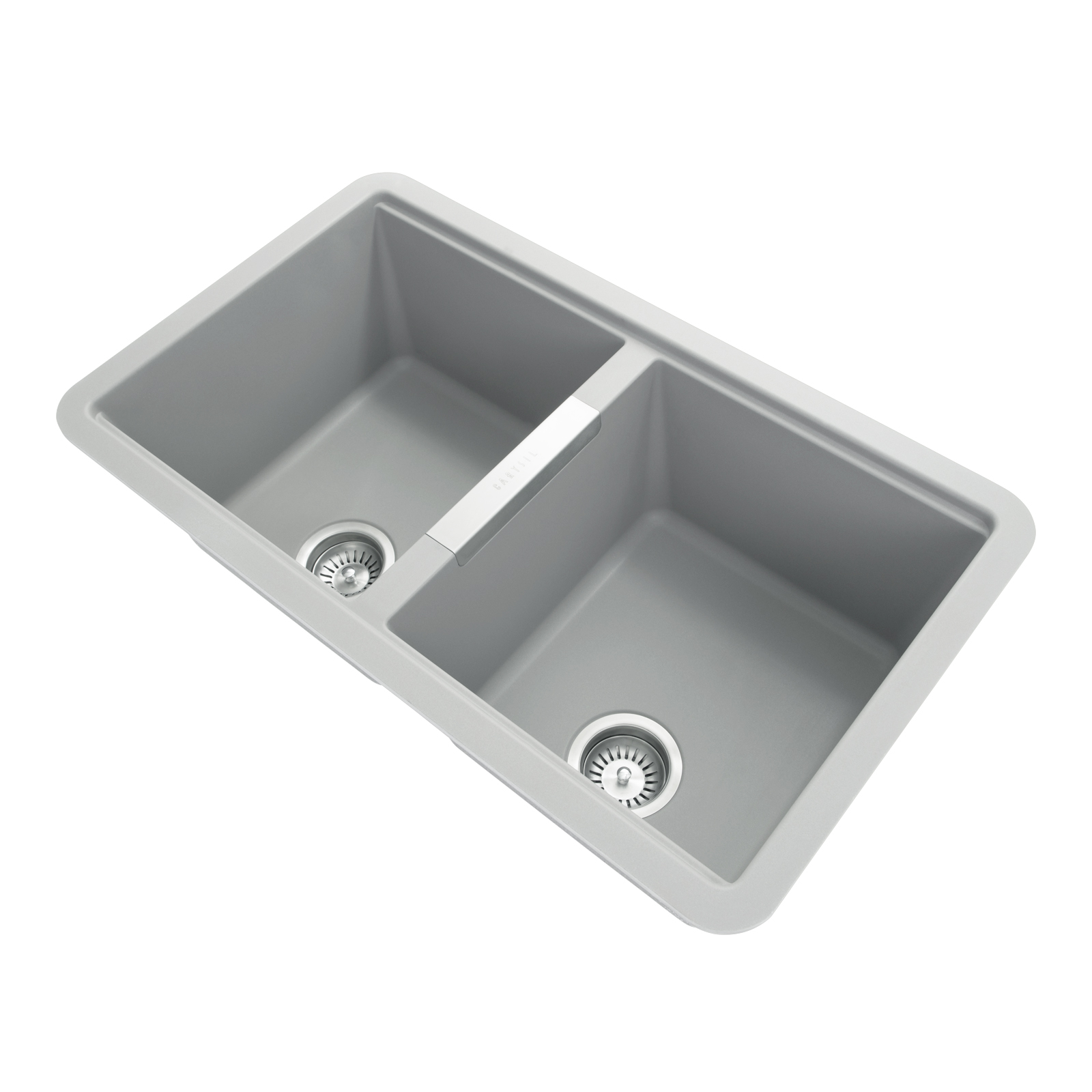 Concrete Grey Carysil CG2B3322 Double Bowl Stone Kitchen Sink 824*481*241mm