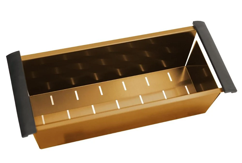 Brushed Brass Stainless Steel Kitchen Sink Colander 450*190*130mm